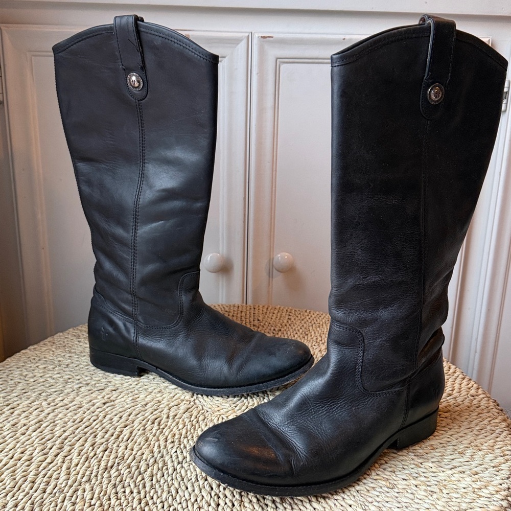 Frye Melissa Tall Black Leather Riding Boots Women’s Size 10 Classic & Timeless - Picture 5 of 14